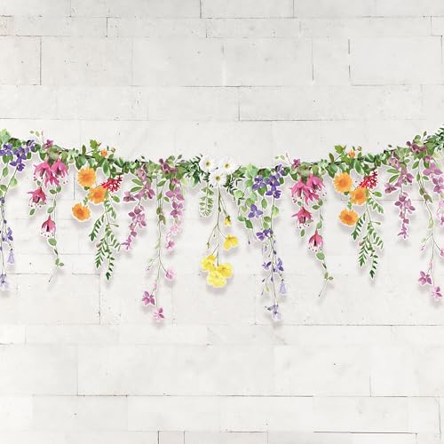 Cheerland Flower Garland Banner Wildflower Party Decorations for Enchanted Garden Floral Woodland Theme Picnic Mothers Day...