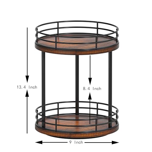 Bathroom Organizer Countertop,2 Tier Rotating Makeup Organizer Countertop for Vanity,Wooden Bathroom Counter Storage Shel...