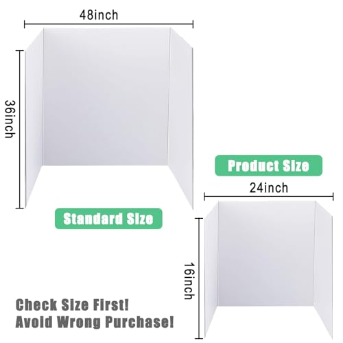 LonlyEagle Trifold Poster Board, 24" x 16", 3-Pack, White Corrugated Project Boards for Science Fairs, School Projects, Ev...