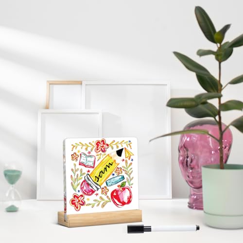 Personalize Name Teacher Appreciation Gifts Boho Floral Teacher Gifts for Women Teachers Pencil Sign Decor for Office Home...
