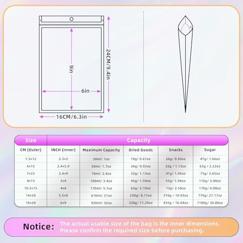 JETMORE 50 PCS Mylar Bags 6x9in, Resealable Holographic Bags, Clear Smell Proof Bag for Gift, Party Favor, Jewelry, Candy,...