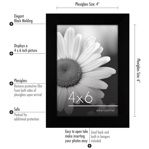 Americanflat 4x6 Picture Frame with Polished Plexiglass - Set of 12 - Signature Collection - Picture Frames with Engineere...