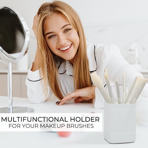 KIBAGA Aesthetic Pen Holder for Desk - Modern Concrete Pencil Holder - Cute and Functional Desk Organizer for Office Suppl...