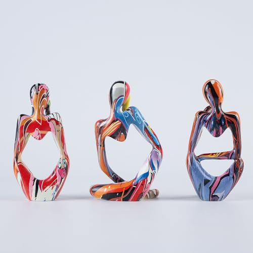 BrownLove 3pcs Hip hop Human Body Abstract Art Decoration, Modern White Art Resin Statue Room Office Shelf Bookcase Decora...