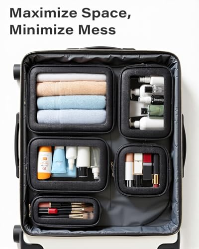5Pcs Diaper Bag Organizer Pouch Set, Waterproof Travel Clear Makeup Bag Set for Women Small Toiletry Bag Travel Packing Or...