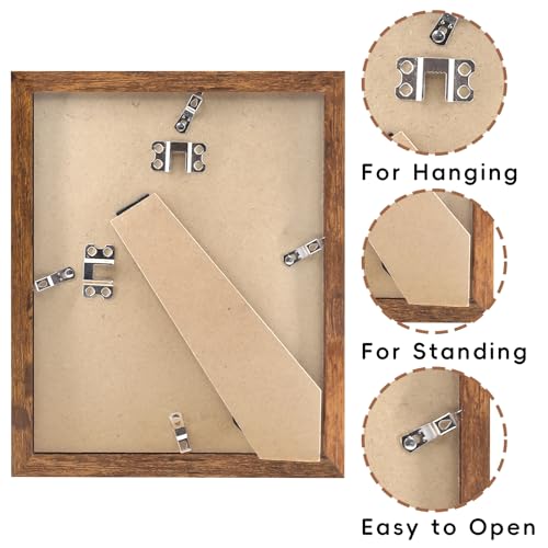 SNXJWA Brown 8x10 Picture Frame with Mat for 6x8 Display, Rustic Desk Wall Photo Frame for Horizontal and Vertical, 1 Pack