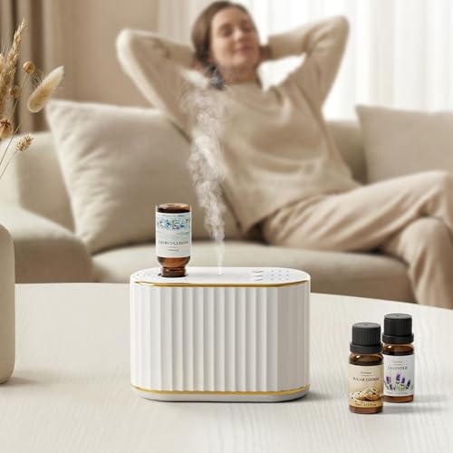 Essenca Waterless Diffuser for Home Essential Oil Diffuser, Wireless Aromatherapy Diffuser with 4 Mist Levels, 3 Time Sett...