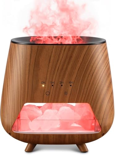 Essential Oil Diffuser for Home, 4-in-1 Aromatherapy Diffuser & Himalayan Salt Lamp, 200ml Cool Mist Humidifier, 9-Color L...