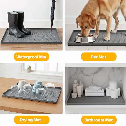 TigeJoy 34" x 22" Under Sink Mats for Kitchen Waterproof, Leak-Proof Silicone Mat Sink Protector and Cabinet Liner, Kitche...