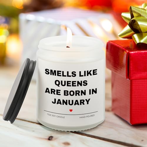 Aremdys Birthday Gifts for Women, January Candle for Queens are Born in January, 20th 30th 40th 50th Happy Bday Gifts Idea...