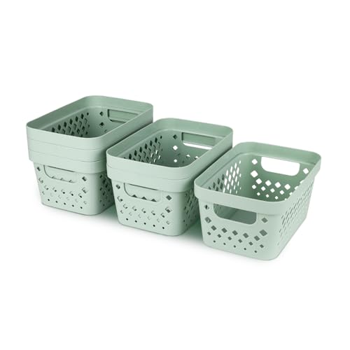 Glad Plastic Baskets for Organizing, Set of 6 | Pantry Storage for Under Counter, Linen Closet, and Bathroom | Nesting She...