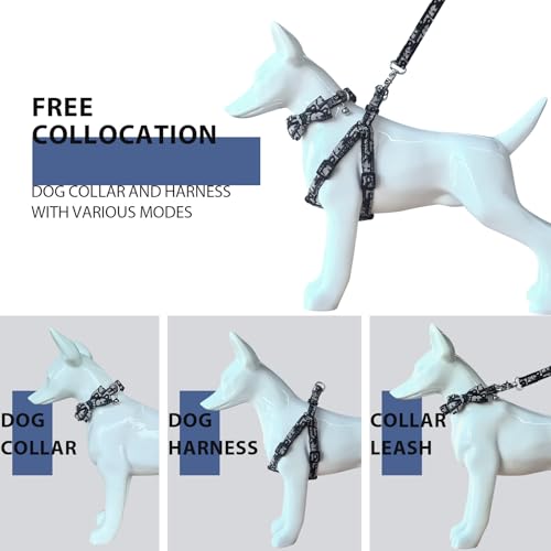 Dog Collar and Harness with Leash Set, Premium Breathable Harnesses for Girl Boy Dogs, No Pull Easy Walking Pet Harness, B...
