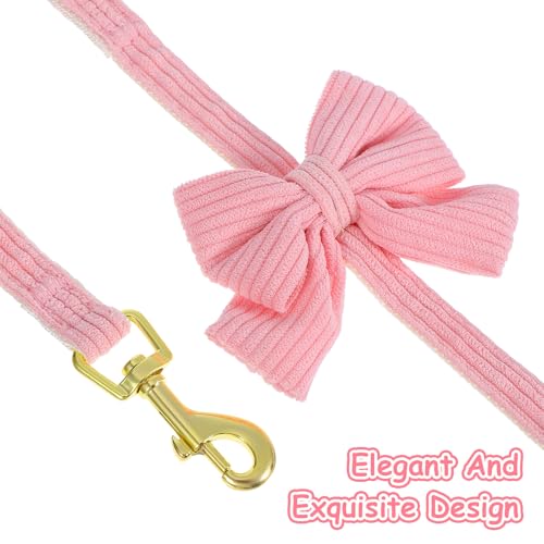 2pcs Dog Collar and Leash Set with Bowtie Cute Small Dog Collar Harness Leash Set Adjustable Breathable Soft Padded for Sm...