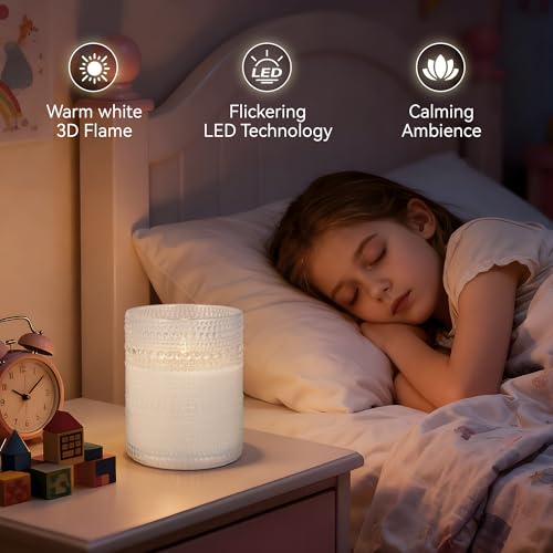 Velsyn Dotted Glass Flameless Candles with Remote Timer, Real Wax Battery Operated LED Pillar Candles with 3D Flickering F...