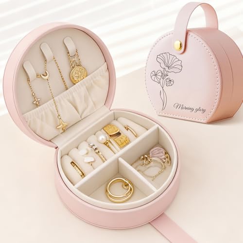 NYLGOXITK Personalized jewelry box with customized name and birth flower shape - Upgradable LED lights + mirror version - ...