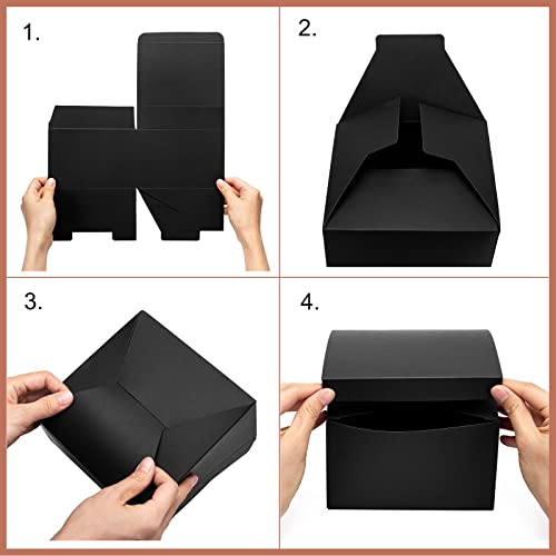 Mcfleet Black Gift Boxes with Lids 4x4x4 Inches 25 Pack Groomsmen Proposal Cardboard Craft Gift Box for Christmas, Weddin...