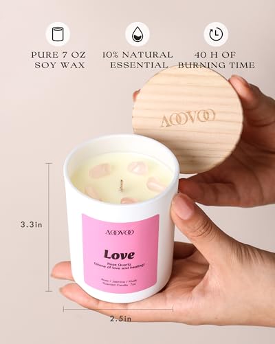 AOOVOO Mothers Day Candles Set for Women - 4 Pack Candles for Home Scented, Aromatherapy Candle with Crystals, Gratitude R...