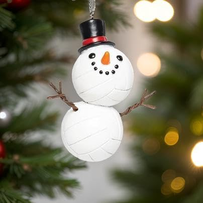 The Bridge Collection Volleyball Snowman Ornament - Unique and Fun Volleyball Smiling Snowman Christmas Tree Ornament - Ke...