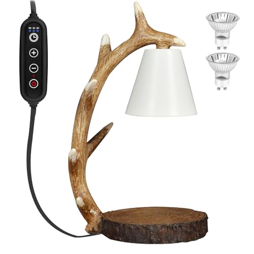VKYN Candle Lamps,Candle Warmer Lamp with Timer Dimmer for New Home Bedroom Decoration Handcrafted with Resin Reindeer Ant...