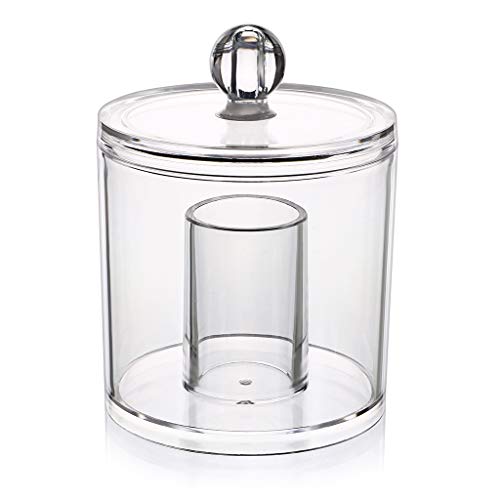 Hipiwe Cotton Ball and Swab Organizer with Lid Apothecary Acrylic Jar Makeup Qtip Organizer Bathroom Storage Canister Jar ...