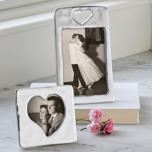 Mariposa Open Heart 4X6 Frame | Silver | Brillante | Frames | Decorative Photo Frames | Recycled SANDCAST Aluminum | Handm...