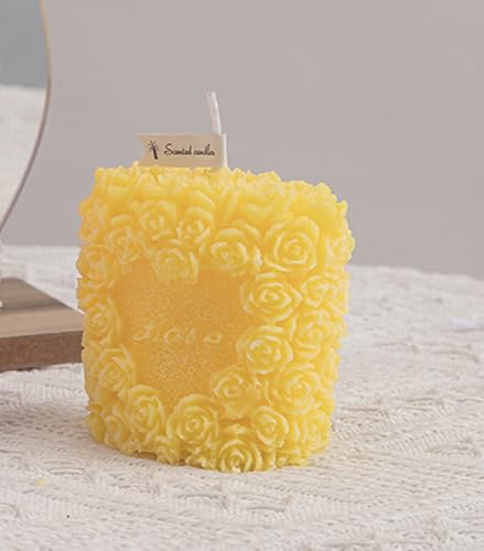 Rose Flower Clusters Aesthetic Scented Candle,Love Heart Handmade Soy Wax Aroma Decorative Candle for Table Photo Prop Val...