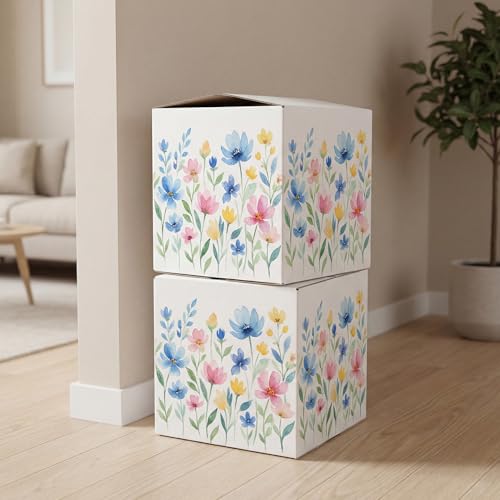 Hoikwo 15 Packs 12x8x7 Large Thin Shipping Boxes, White Big Corrugated Cardboard Box Set for Small Business for Packaging ...
