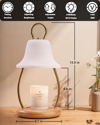 HONGZZI Candle Warmer Lamp with Timer & Dimmer - Electric Candle Light Warmer for Jar Candles, Adjustable Brightness, 2 Re...