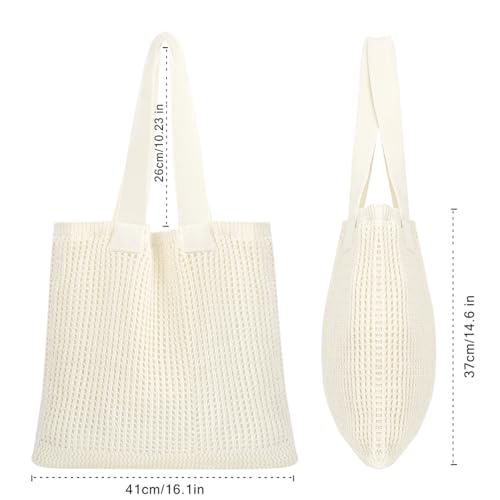 COOKOOKY Beach Bag with added lining Crochet Tote Bag for Women Shoulder Bag Hobo Casual Handbags Shopping Work Bag