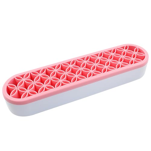 Unlorspy Pink Silica gel Makeup Brush Holder Box Multi-Purpose Silica gel Make Up Brush Storage Stand Rectangle Multipurpo...