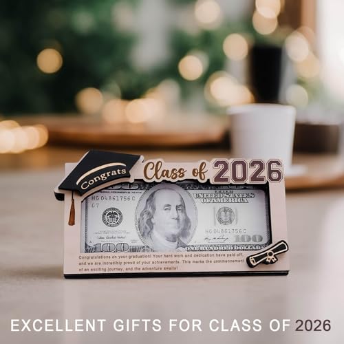 Graduation Gifts 2026 Money Holder, Wooden Graduation Money Cash Envelope Box for Class of 2026 Senior College University ...