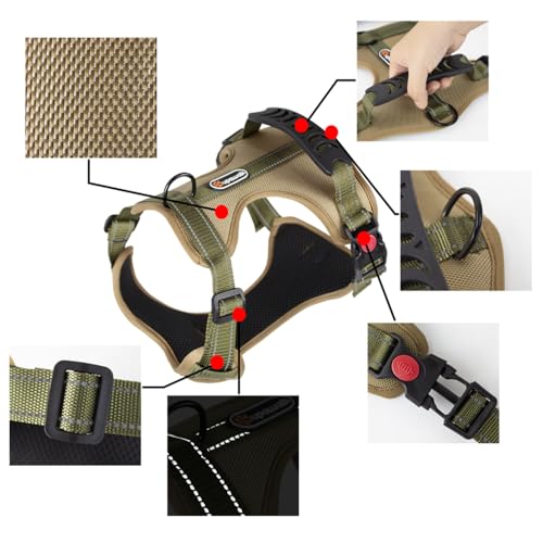 LUVMOJO Tactical Dog Harness and Leash Set, No Pull Adjustable Heavy Duty Pet Vest with Handle, Reflective Harnesses and L...