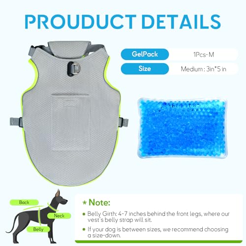 Mora Pets Dog Cooling Vest with Ice Packs, Reflective Adjustable Cooling Vest for Dogs with Leash Ring for Hot Weather Coo...