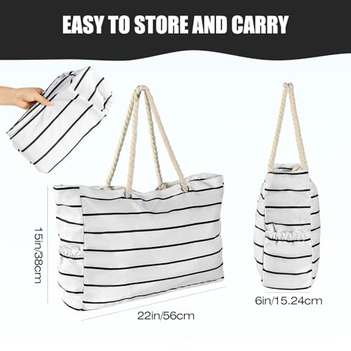 KUAK Beach Bag, Large Beach Bags for Women Waterproof Sandproof Beach Tote Bag with Zipper and Pockets for Pool Family