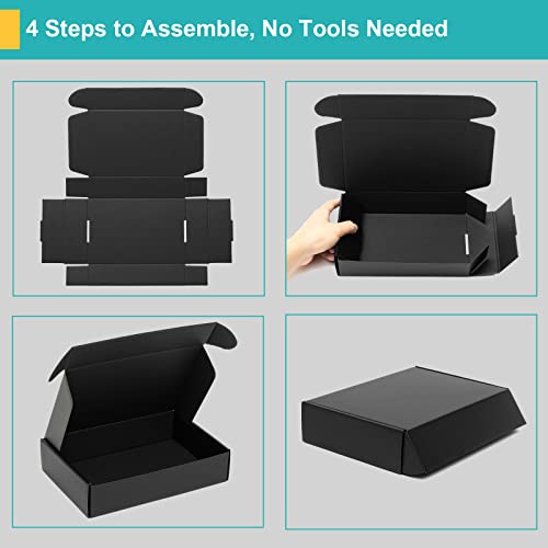 Mcfleet 6x4x3 Small Black Shipping Boxes - 24 Pack Corrugated Cardboard Mailing Box Packaging for Small Business - Tab Loc...