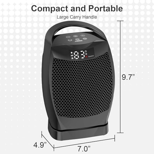 Portable Electric Heaters for Indoor Use - JNDRO 1500W PTC Ceramic Space Heater with Thermostat and Remote, Overheat and T...