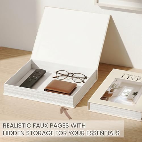 Braveriky Decorative Books for Neutral Home - Fake Books Storage Box for Decoration - Set of 2 Coffee Table Book - Photo S...