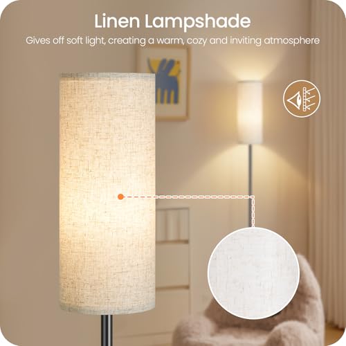 64.4” Dimmable Floor Lamp for Living Room with Remote and Foot Switch, Modern Standing Tall Lamp, Corner Floor Lamp for Be...