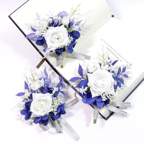 MAFELOE Wrist Corsage and Boutonniere Set for Prom Homecoming Wedding Party Celebration Artificial Flowers Accessories Sui...