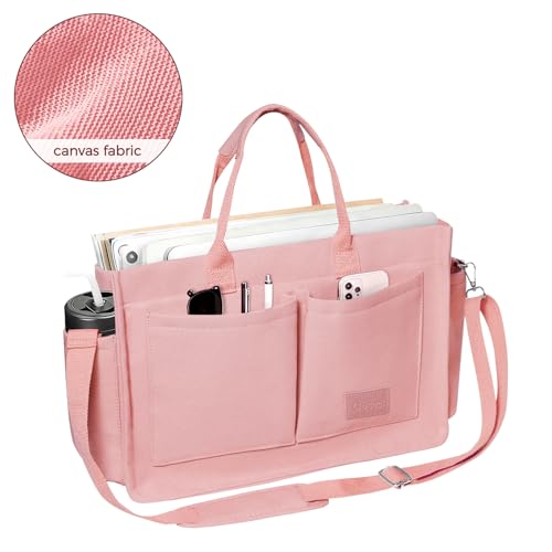 Canvas Tote Bag for Women With Pockets, Laptop Work Crossbody Purses Everything Shoulder Tote Bag Everyday Satchel Handbags