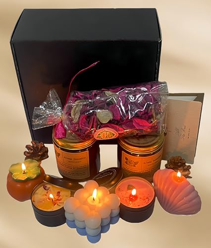 Scented Candles Gift for Women, 12 Pcs Candles & Greeting Card Set for Women, Aromatherapy Soy Wax Candles Gift Set for Bi...