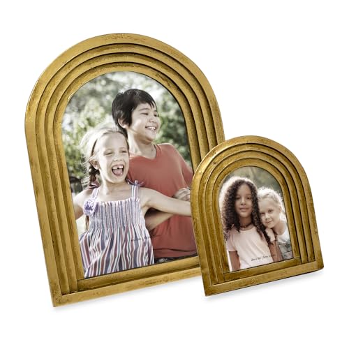 Isaac Jacobs 2x3 Vertical Gold Arc Resin Picture Frame with Gradient Design, Decorative Photo Frame, Tabletop & Wall Displ...
