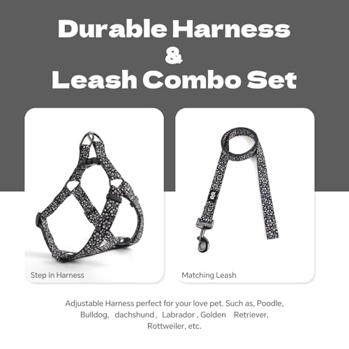 QQPETS Dog Harness Leash Set Adjustable Heavy Duty No Pull Halter Harnesses for Small Medium Large Breed Dogs Back Clip An...