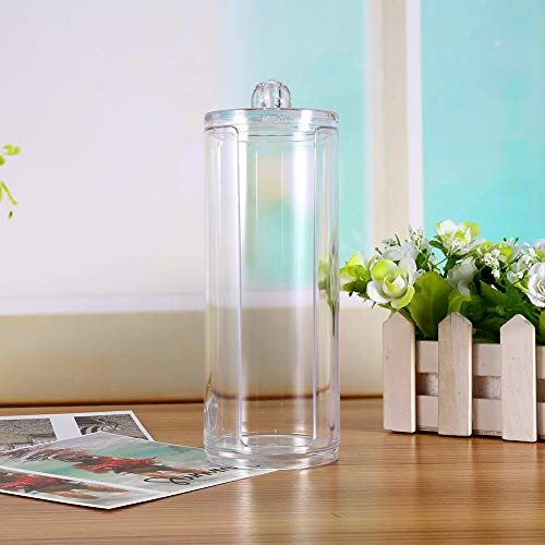 Acrylic Makeup Cotton Pads Storage Box with Lid, Cosmetic Organizer for Cotton Swabs, Beauty Supplies & Home Accessories