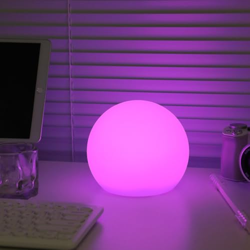 LED Globe Orb Light, 6-in LED Light Ball for Kid, 16 Dimmable Colors & 4 Modes Light Up Ball Mood Lamp w/Remote, Rechargea...
