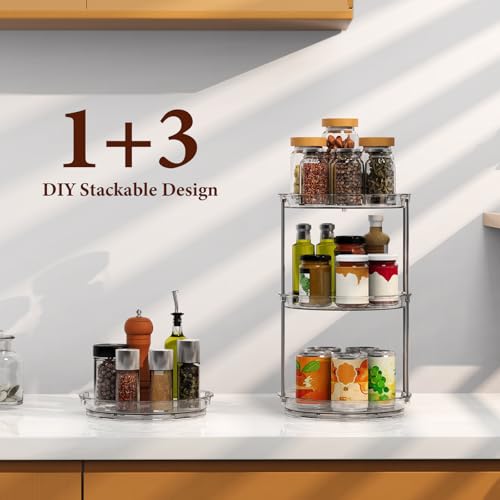 360 Rotating Makeup Organizer – 2 Tier Lazy Susan Turntable Organizer, Clear Bathroom Counter Organizer for Vanity, Spinni...