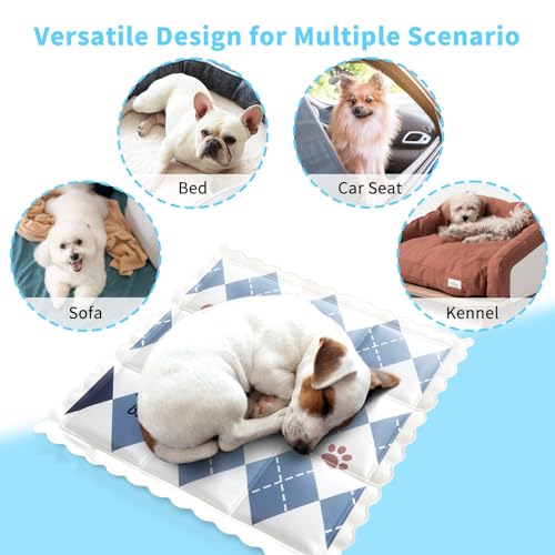 ZHAKKE Dog Cooling Mat 13.7” x 13.7” Pet Summer Self-Cooling Pad for Dogs and Cats Non-Toxic Gel No Water or Electricity N...
