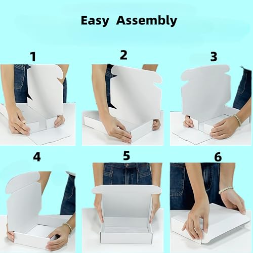 6x6x2 inch Small White Mailers Boxes Recyclable Corrugated Gift Box for Packaging Shipping Set of 10
