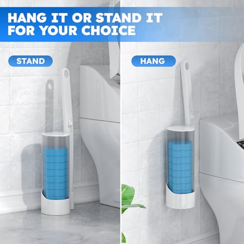 Disposable Toilet Brush 2 Pack- Toilet Bowl Cleaner, Toilet Bowl Brush, Each Toilet Wand with 10PCS Brush Refills for Bath...