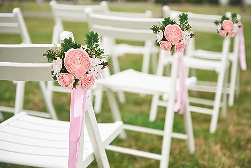 Artiflr 2 Pack Artificial Peony Garland Flowers, 12ft Floral Greenery Garland Rose Flower Vine with Pink Peony and Green L...